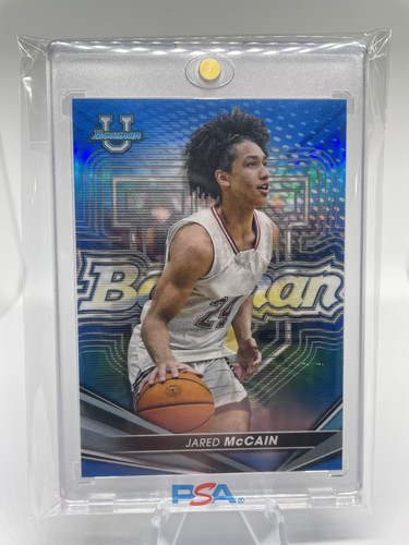 2022 23 Bowman University Best Jared McCain Blue Refractor Rookie 150 (3).1