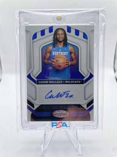 2022 23 Panini Chronicles Cason Wallace College Roll Call Pink Rookie Auto SP (1).1