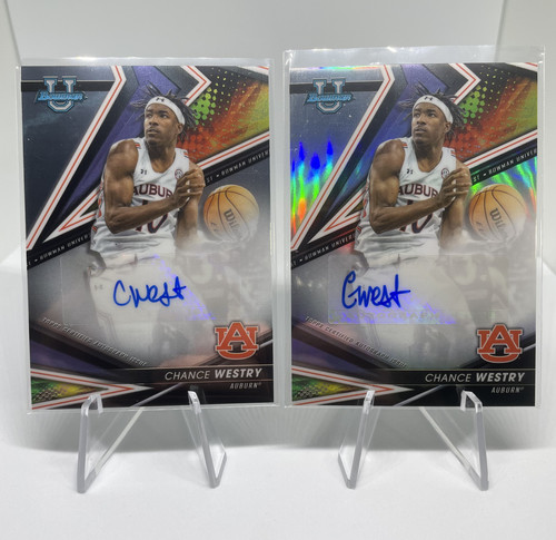 2022 23 Bowman University Best Chance Westry Refractor + Base Auto (x2).1