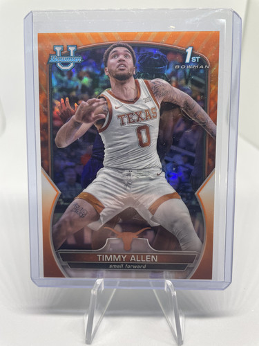 2022 23 Bowman University Chrome Timmy Allen Orange Shimmer Refractor 25 (1).1