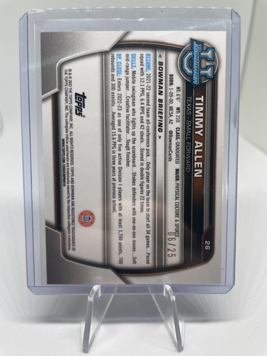 2022 23 Bowman University Chrome Timmy Allen Orange Shimmer Refractor 25 (2).1