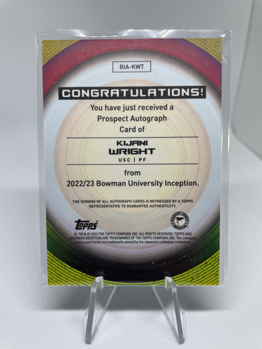 2022 23 Bowman University Best Kijani Wright Rookie Auto Set + Inception Auto (3).1