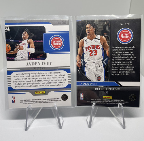2022 23 Panini Jaden Ivey Limited + Plates Patches Red Foil Rookie 149 Set (x2) (2).1