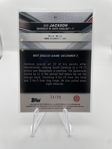 2022 23 Bowman University Best GG Jackson Green Diamond Refractor Rookie 99 (2).1