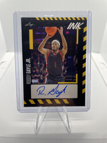 2022 23 Leaf ink Roddy Gayle Jr. Yellow Border Rookie Auto (1).1