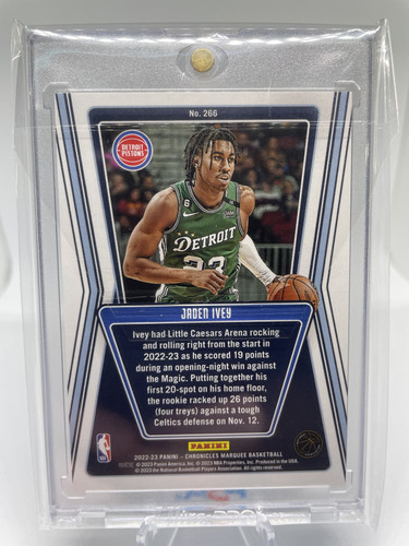 2022 23 Panini Chronicles Jaden Ivey Marquee Blue Foil Rookie SP 99 (2).1