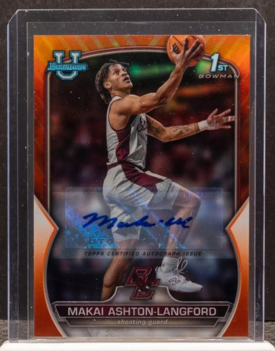 2022 23 Bowman University Chrome Makai Ashton Langford Orange Shimmer Auto 25 (1).1
