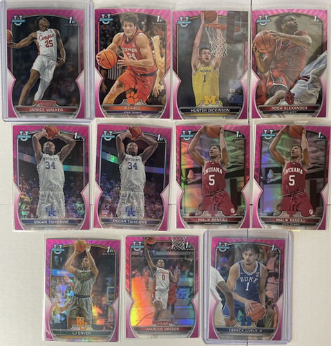 2022 23 Bowman University Chrome Walker Sasser Lively Pink Refractor Set (x11).1