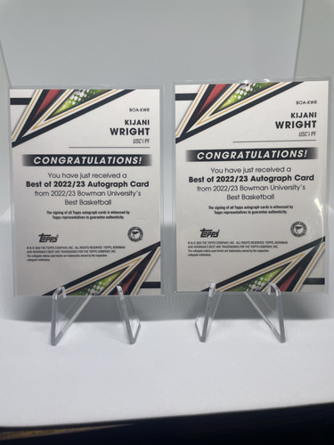 2022 23 Bowman University Best Kijani Wright Rookie Auto Set + Inception Auto (3).1