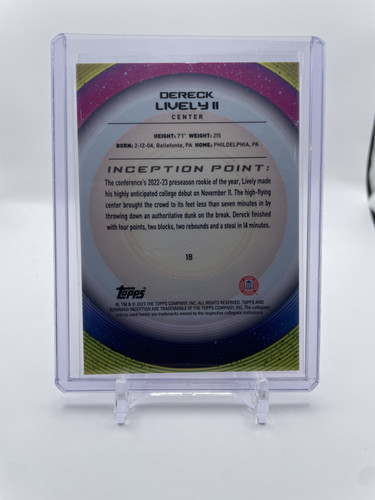 2022 23 Bowman University Inception Dereck Lively Fuchsia Foil Rookie 75 (2).1