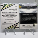 2022 23 Bowman University Best Will Richardson Speckle Auto 25 + Orange 25 (2)