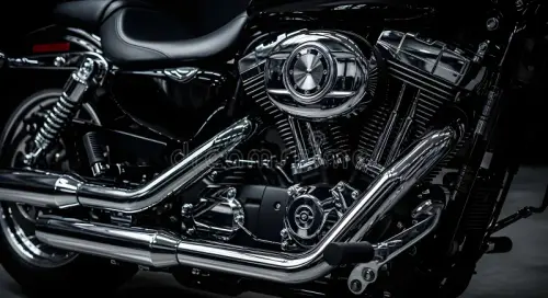 black motorcycle chrome details dark background moody lighting photorealistic wallpaper featuring gl.webp