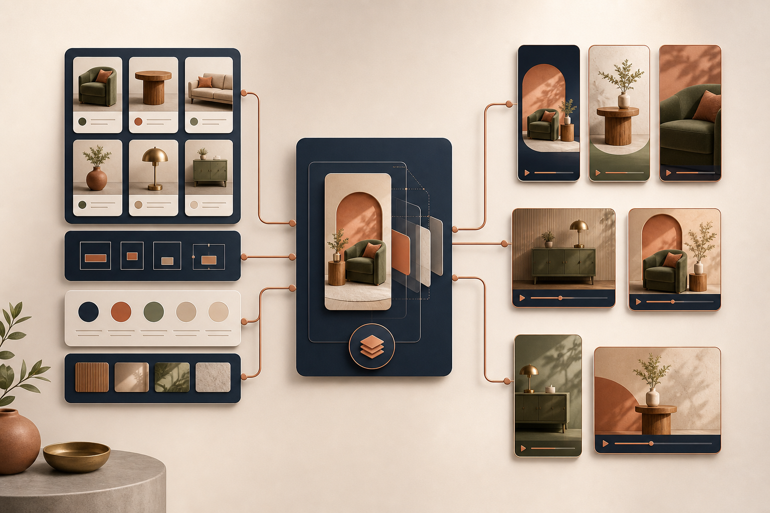 VideoFlow template pipeline generating multiple video variations