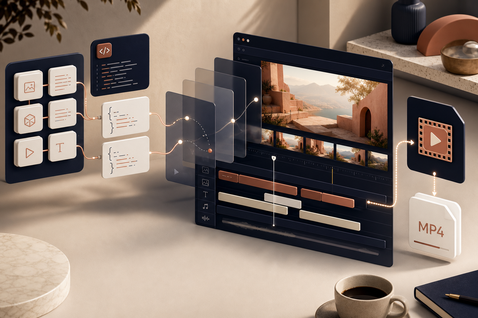 VideoFlow JSON-to-video banner with editor and MP4 export