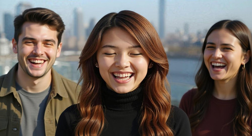 make her laugh with teenage friends.jpg