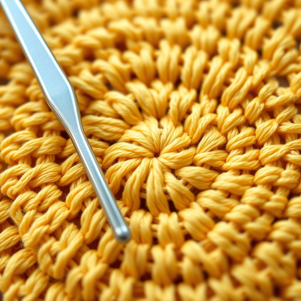 A macro shot showing the tight, precise stitches of a Crochet Lion Pattern worked in a continuous spiral.