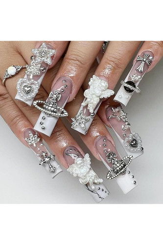 Nail Charms, 110Pcs Silver Nail Charms Set with Silver Stars, Planets, Crosses, Punks ec.jpg