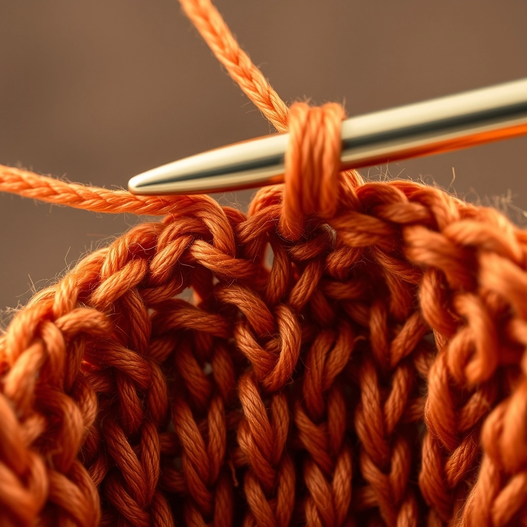 A technical close-up showing the invisible decrease stitch used in a Crochet Red Panda Pattern.