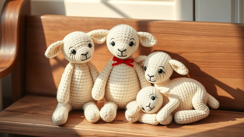A collection of diverse plush toys created from various Crochet Lamb Patterns.