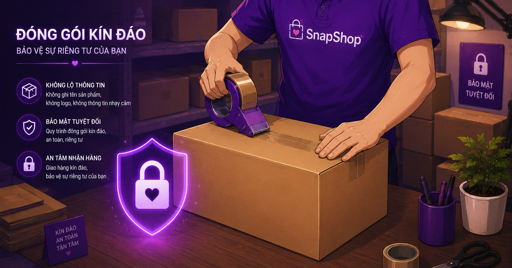 Đóng gói kín đáo Snapshop - Bảo vệ sự riêng tư của bạn