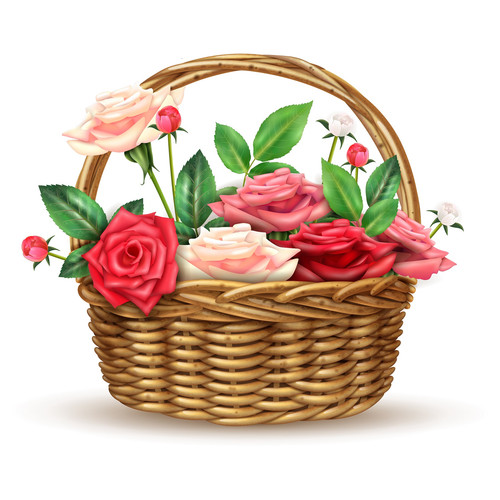 Beautiful flowers basket arrangement full with fine fresh roses for special occasions realistic clos.jpg