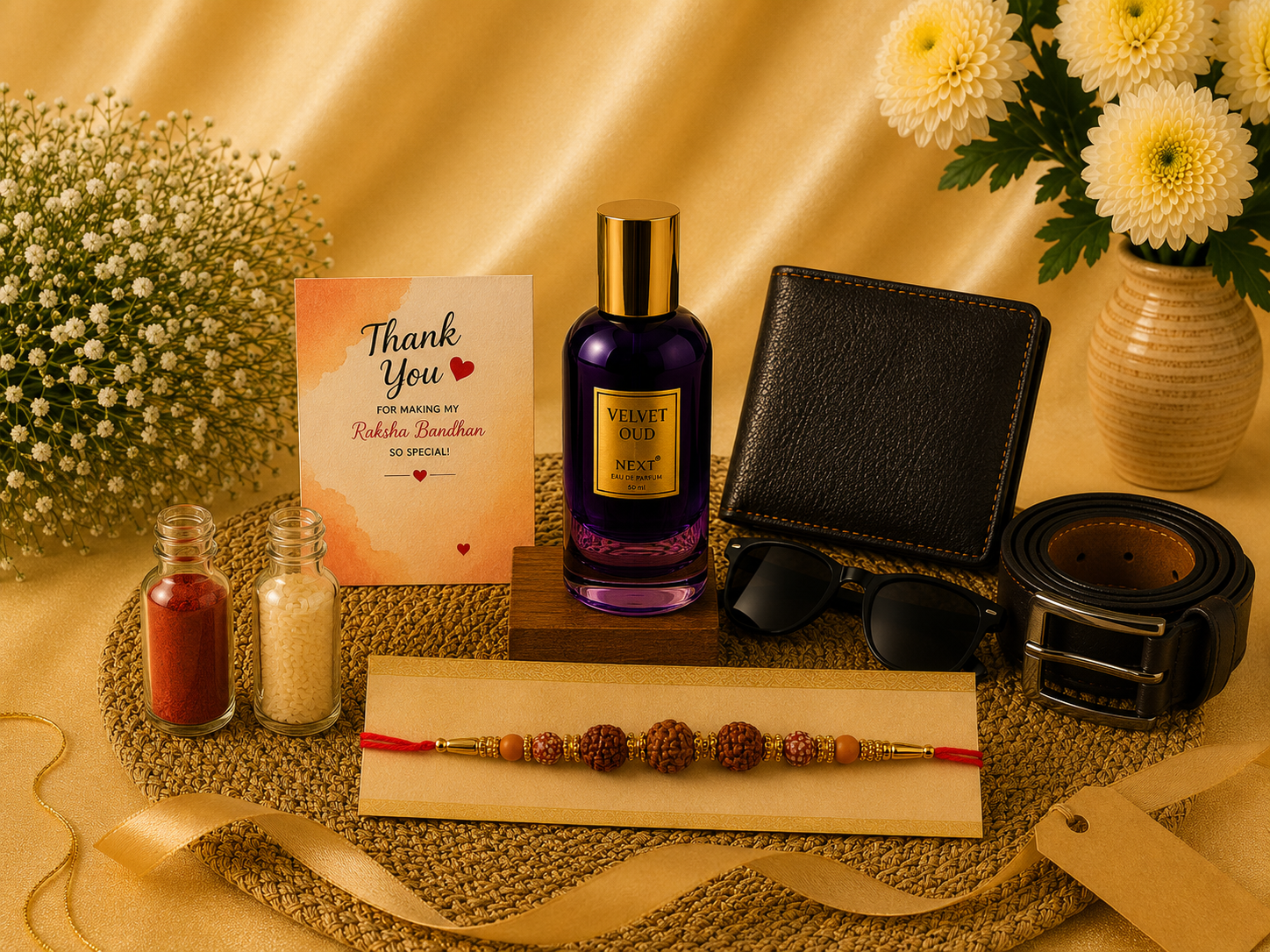 Premium Rudraksha Rakhi Gift Hamper for Brother