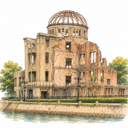 9. 原爆ドーム（げんばくドーム）— Genbaku Dome Kubah Bom Atom Hiroshima.png
