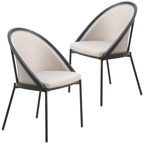 Urbane Dining Chair in Vinyl Fabric with Curved Back and Stainless Steel Legs Set of 2.webp