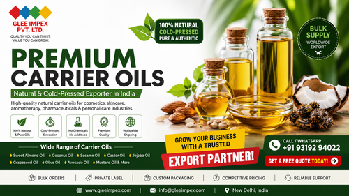 Premium Carrier Oils Natural & Cold Pressed Exporter in India Bulk Supplier & Global Exporter GLEE I.png