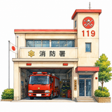 21. 消防署（しょうぼうしょ）— kantor pemadam kebakaran