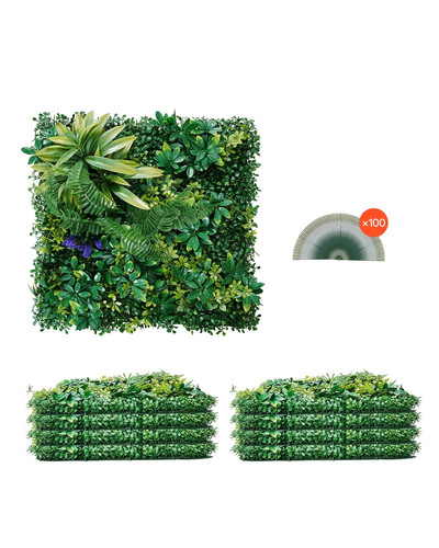 VEVOR Artificial Grass Wall Panels 8 PCS 20 x 20 inch 3D Combination Greenery Boxwood Panel Indoor O.jpg