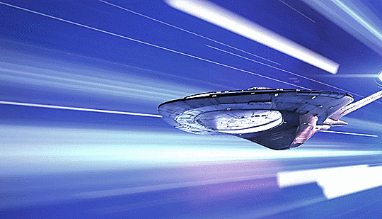 The USS Protostar being chased at warp
