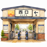 9. 西口（にしぐち）— pintu Barat