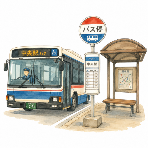 18. バス停（バスてい）— halte bus.png