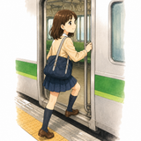 2. 電車に乗ります（でんしゃにのります）— naik kereta rel listrik
