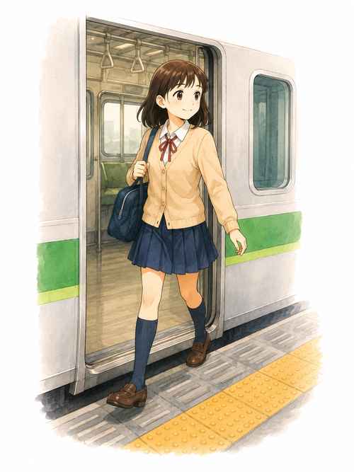 4. 電車を降ります（でんしゃをおります）— turun dari kereta rel listrik.png