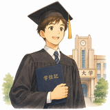 15. 大学を出ます（だいがくをでます）— tamat dari universitas