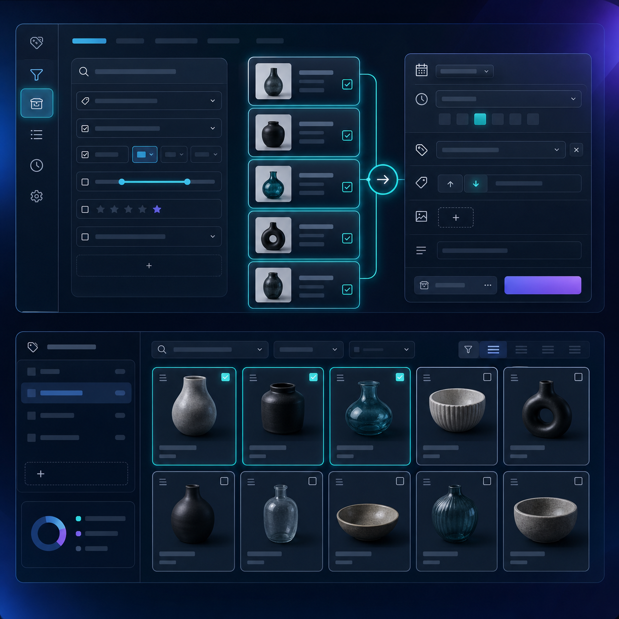 Bulk editor task builder with search and selection controls