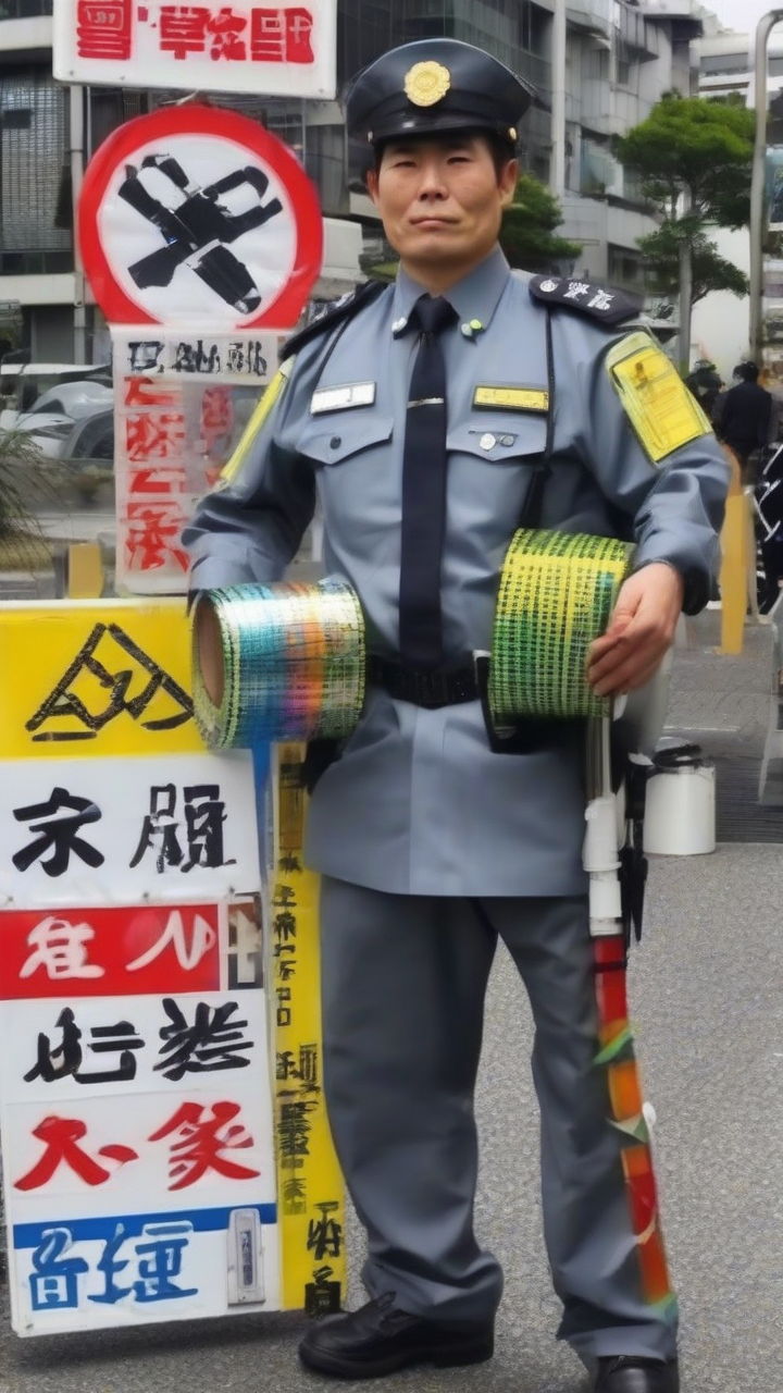Japanese security guard finds fame as designer of duct tape signs​