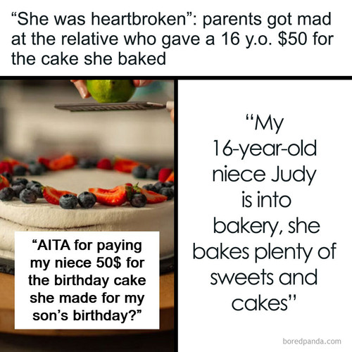 paid for niece birthday cake disrespected parents.jpg