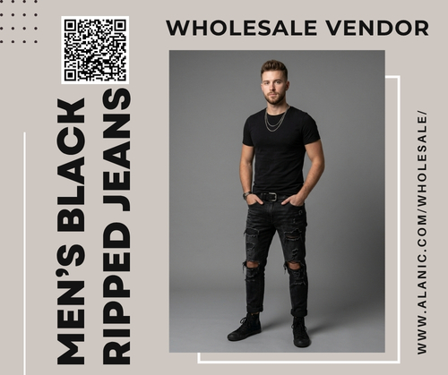 Wholesale Mens Black Ripped Jeans for Casual Fashion Trends.jpg