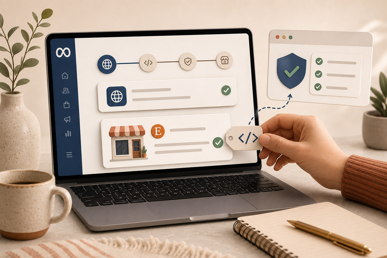 Domain verification workflow illustration for Etsy catalog setup