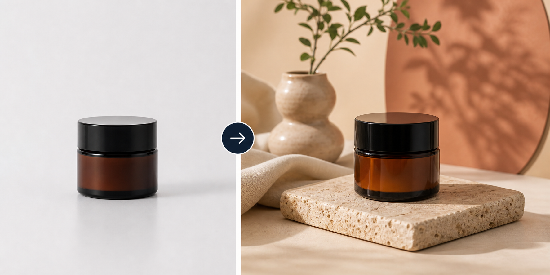 Before and after Shopify product photo transformation