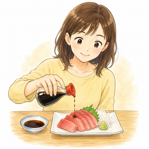 5. つけます [しょうゆを〜] — membubuhkan kecap asin.png