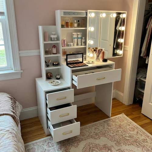 Investment in Self-Care: Dressing Table with Mirror and Lights.png