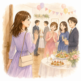 14. 出ます（でます）［パーティーに～］— menghadiri pesta