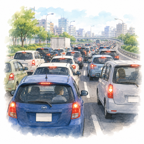 11. 込みます（こみます）［道が～］— jalan macet, padat.png