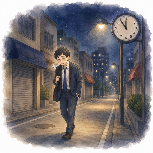 39. 遅く（おそく）— kemalaman, terlambat.png