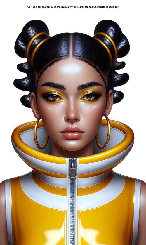 airbrush style einer jungen frau front ansicht in einem gelb (11)