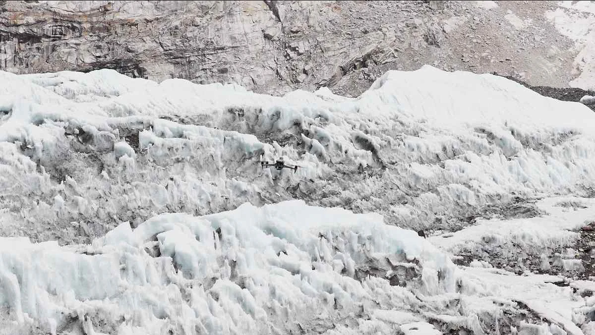 dji drone everest Khumbu Icefall